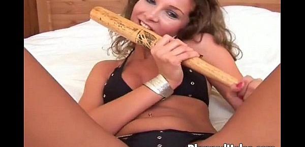  Sexy girl fucking a baseball bat